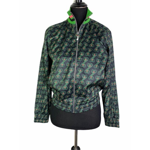 Juicy Couture Black Label Womens Track Jacket Black Green‎ Palm Mod Heart S New - Picture 2 of 12